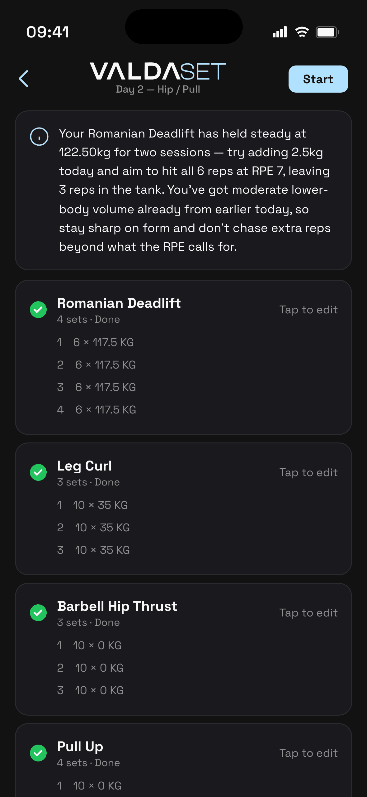 Post-workout coaching feedback